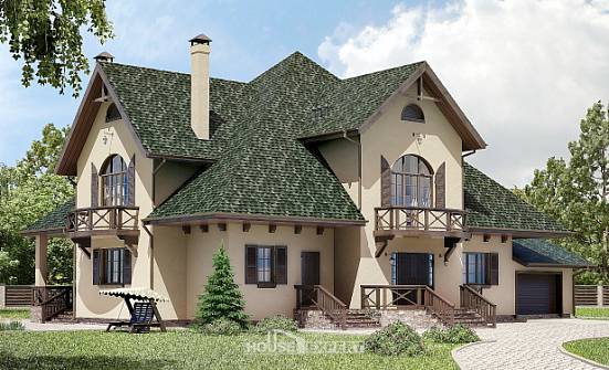 350-001-П Проект двухэтажного дома с мансардой и гаражом, современный коттедж из арболита Советск | Проекты домов от House Expert