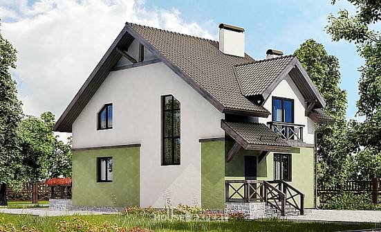120-003-П Проект двухэтажного дома мансардный этаж, современный домик из арболита Калининград | Проекты домов от House Expert
