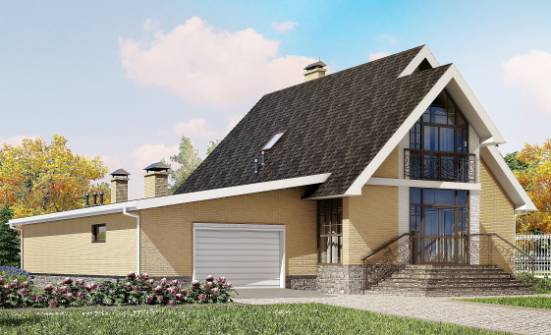 250-001-Л Проект двухэтажного дома с мансардой, гараж, современный загородный дом из бризолита Гусев | Проекты домов от House Expert