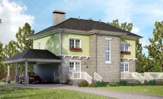 155-006-П Проект двухэтажного дома и гаражом, современный коттедж из арболита Калининград | Проекты домов от House Expert