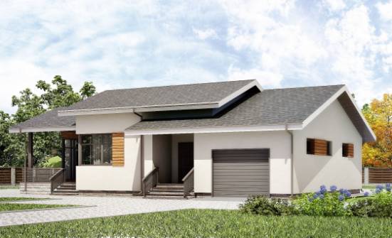 135-002-П Проект одноэтажного дома и гаражом, небольшой домик из керамзитобетонных блоков Советск | Проекты одноэтажных домов от House Expert