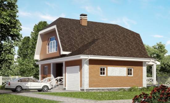 160-006-П Проект двухэтажного дома с мансардным этажом, гараж, средний домик из теплоблока Советск | Проекты домов от House Expert