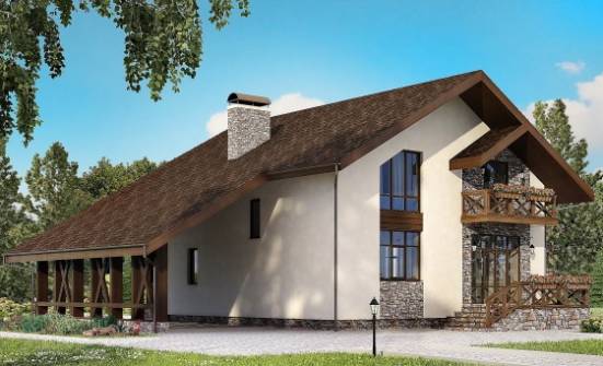 155-007-П Проект двухэтажного дома с мансардным этажом и гаражом, бюджетный домик из пеноблока Калининград | Проекты домов от House Expert
