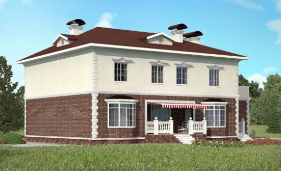 380-001-Л Проект двухэтажного дома, гараж, красивый коттедж из кирпича Гусев | Проекты домов от House Expert