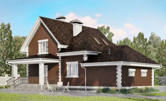 190-003-Л Проект двухэтажного дома с мансардой и гаражом, современный загородный дом из газобетона Советск | Проекты домов от House Expert