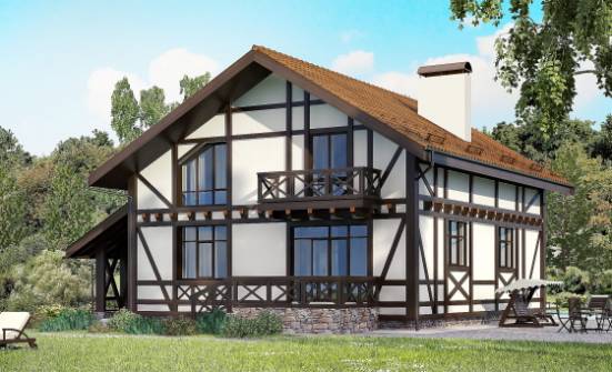 155-002-П Проект двухэтажного дома с мансардным этажом, гараж, простой домик из теплоблока Гусев | Проекты домов от House Expert