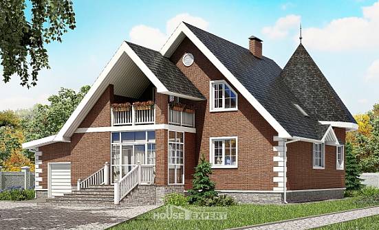 220-002-Л Проект двухэтажного дома с мансардным этажом, гараж, красивый дом из бризолита Калининград | Проекты домов от House Expert