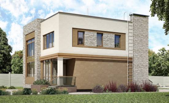 185-001-П Проект двухэтажного дома, красивый коттедж из бризолита Гусев | Проекты домов от House Expert