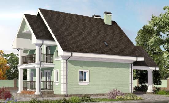 140-003-Л Проект двухэтажного дома с мансардой, гараж, современный домик из теплоблока Гусев | Проекты домов от House Expert