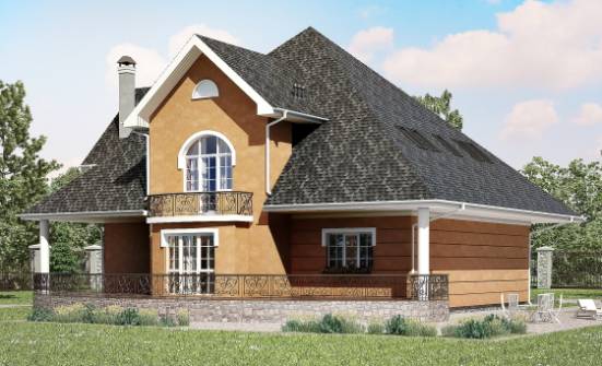 310-001-П Проект двухэтажного дома с мансардой, большой коттедж из бризолита Советск | Проекты домов от House Expert