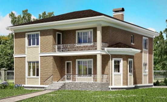 335-002-П Проект двухэтажного дома, гараж, классический коттедж из кирпича Гусев | Проекты домов от House Expert