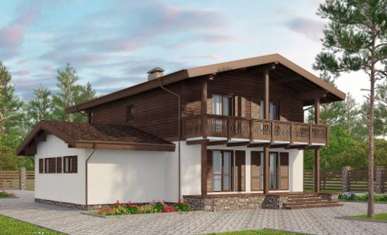 180-018-Л Проект двухэтажного дома с мансардным этажом, гараж, небольшой дом из блока Советск | Проекты домов от House Expert