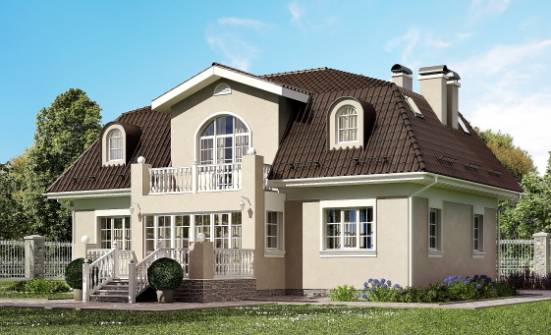 210-001-Л Проект двухэтажного дома с мансардным этажом, просторный домик из пеноблока Калининград | Проекты домов от House Expert