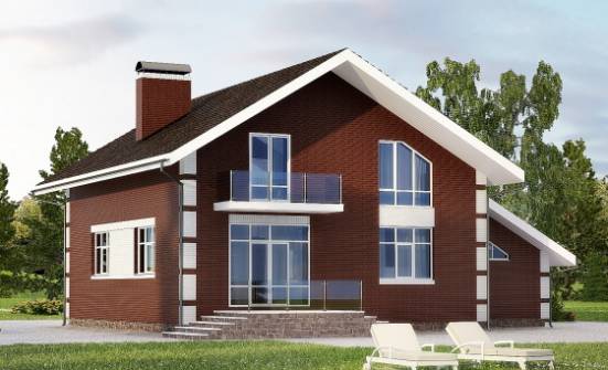 180-001-Л Проект двухэтажного дома с мансардой, гараж, доступный загородный дом из газобетона Калининград | Проекты домов от House Expert