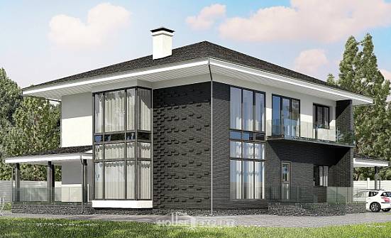 245-002-П Проект двухэтажного дома и гаражом, простой домик из газосиликатных блоков Советск | Проекты домов от House Expert