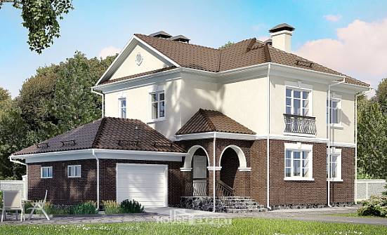 190-002-Л Проект двухэтажного дома и гаражом, современный загородный дом из арболита Гусев | Проекты домов от House Expert