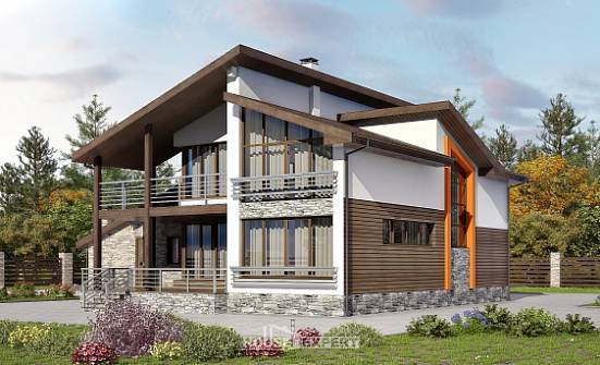 240-004-П Проект двухэтажного дома мансардой и гаражом, уютный коттедж из теплоблока Гусев | Проекты домов от House Expert