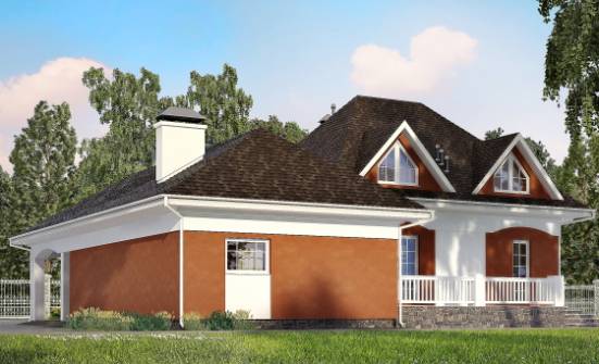 180-007-П Проект двухэтажного дома с мансардой и гаражом, красивый коттедж из арболита Советск | Проекты домов от House Expert