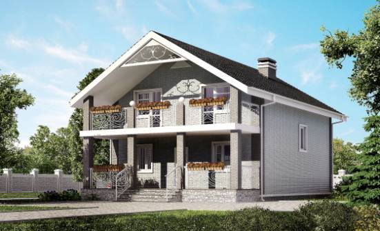 150-007-П Проект двухэтажного дома с мансардой, бюджетный коттедж из бризолита Гусев | Проекты домов от House Expert