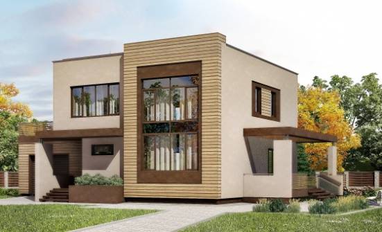 220-003-Л Проект двухэтажного дома и гаражом, современный коттедж из бризолита Калининград | Проекты домов от House Expert