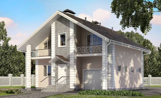 150-002-П Проект двухэтажного дома с мансардным этажом, гараж, современный загородный дом из блока Советск | Проекты домов от House Expert