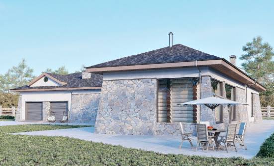 280-004-Л Проект одноэтажного дома и гаражом, классический домик из бризолита Советск | Проекты одноэтажных домов от House Expert