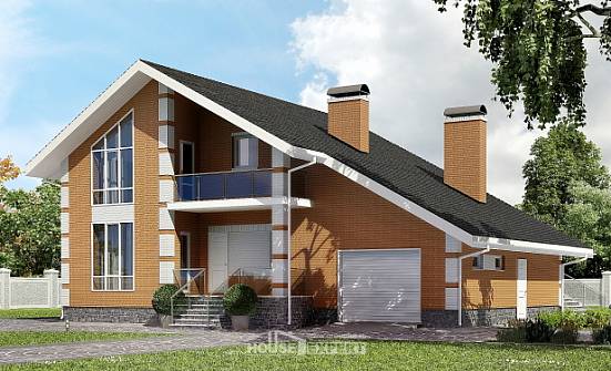 190-006-П Проект двухэтажного дома с мансардным этажом и гаражом, красивый домик из арболита Гусев | Проекты домов от House Expert