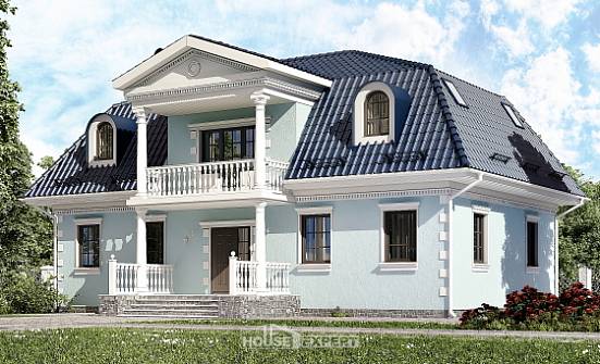 210-004-Л Проект двухэтажного дома с мансардным этажом, уютный коттедж из газобетона Калининград | Проекты домов от House Expert