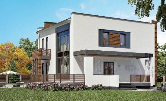 220-003-П Проект двухэтажного дома и гаражом, средний загородный дом из арболита Калининград | Проекты домов от House Expert