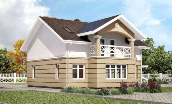 155-009-П Проект двухэтажного дома с мансардным этажом, скромный загородный дом из арболита Калининград | Проекты домов от House Expert