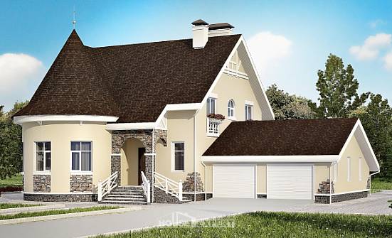 275-001-Л Проект двухэтажного дома с мансардой и гаражом, современный загородный дом из кирпича Калининград | Проекты домов от House Expert