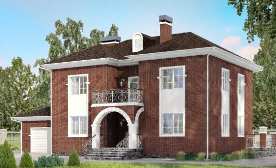 180-006-Л Проект двухэтажного дома и гаражом, уютный загородный дом из кирпича Калининград | Проекты домов от House Expert