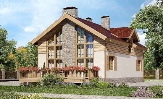 165-002-П Проект двухэтажного дома с мансардой, гараж, современный домик из газобетона Калининград | Проекты домов от House Expert