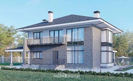 250-004-Л Проект двухэтажного дома, большой коттедж из бризолита Калининград | Проекты домов от House Expert