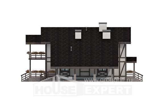 250-002-Л Проект двухэтажного дома мансардный этаж, гараж, средний дом из кирпича Гусев, House Expert