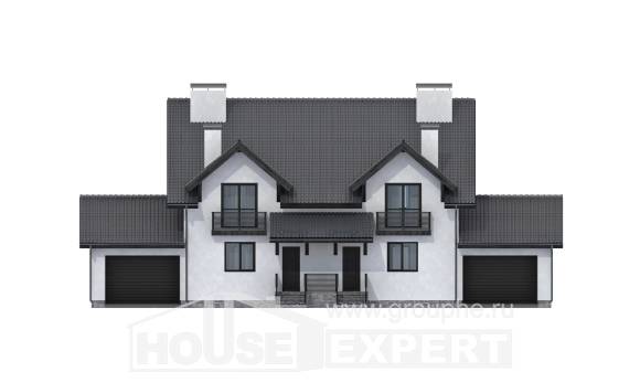 290-003-П Проект двухэтажного дома с мансардой, современный коттедж из пеноблока Калининград, House Expert
