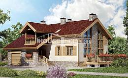 165-002-П Проект двухэтажного дома с мансардой и гаражом, доступный загородный дом из пеноблока Калининград, House Expert