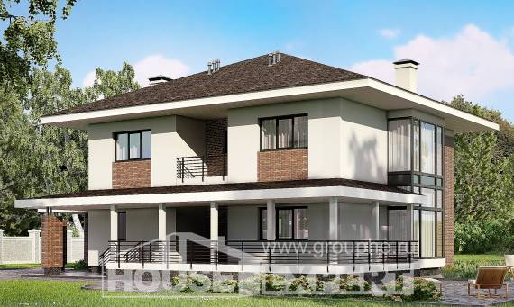 275-002-П Проект двухэтажного дома, гараж, уютный домик из кирпича Гусев, House Expert