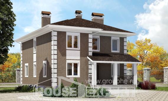 185-002-П Проект двухэтажного дома, простой коттедж из газосиликатных блоков Гусев, House Expert