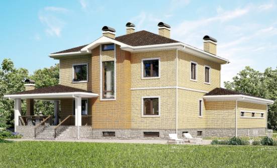 350-002-Л Проект трехэтажного дома и гаражом, просторный коттедж из кирпича, Калининград