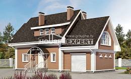 185-003-П Проект двухэтажного дома мансардой и гаражом, простой домик из пеноблока Калининград, House Expert