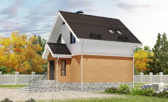 100-005-Л Проект трехэтажного дома мансардой, доступный домик из блока Советск | Проекты домов от House Expert