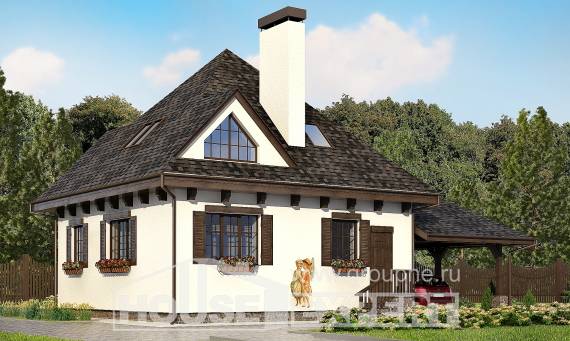 110-002-Л Проект двухэтажного дома мансардный этаж и гаражом, небольшой домик из теплоблока, Советск
