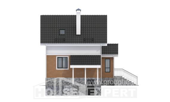 100-005-Л Проект двухэтажного дома мансардой, небольшой домик из теплоблока, Гусев