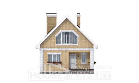 130-004-П Проект двухэтажного дома с мансардным этажом, классический коттедж из газосиликатных блоков Советск, House Expert