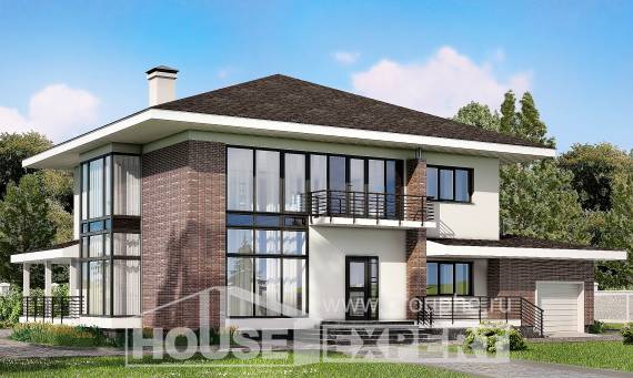 275-002-П Проект двухэтажного дома, гараж, уютный дом из кирпича Гусев, House Expert