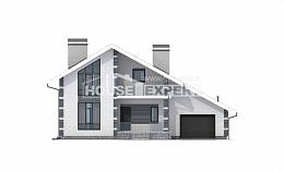 180-001-П Проект двухэтажного дома мансардный этаж и гаражом, недорогой дом из газобетона Гусев, House Expert