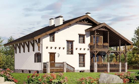 400-004-П Проект трехэтажного дома с мансардой и гаражом, классический коттедж из кирпича Советск | Проекты домов от House Expert