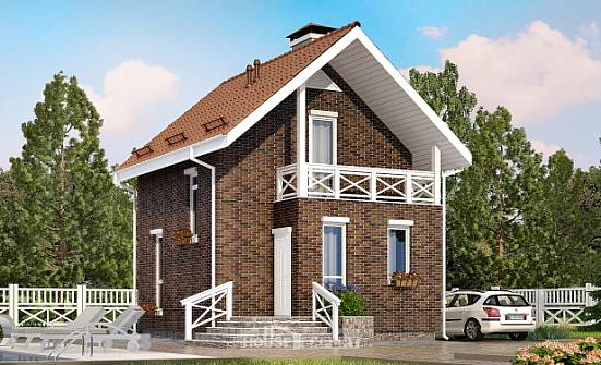 045-001-Л Проект двухэтажного дома мансардный этаж, скромный загородный дом из газосиликатных блоков Советск | Проекты домов от House Expert
