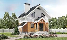100-005-Л Проект двухэтажного дома с мансардой, скромный дом из теплоблока, Советск
